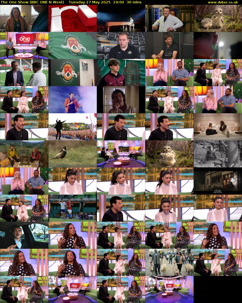 The One Show (BBC ONE N West) Tuesday 27 May 2025 19:00 - 19:30