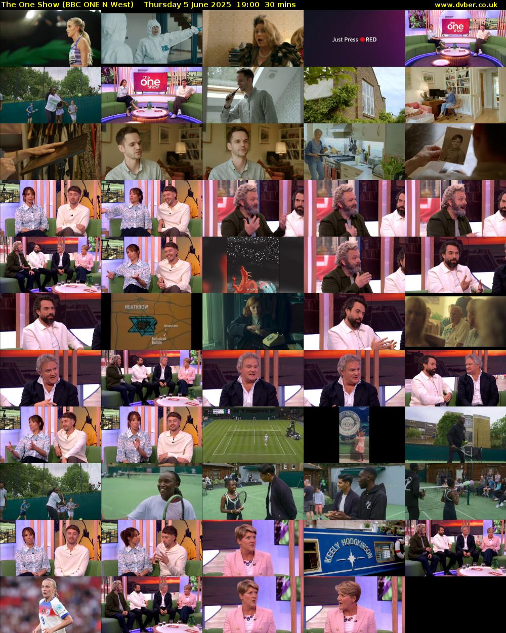 The One Show (BBC ONE N West) Thursday 5 June 2025 19:00 - 19:30
