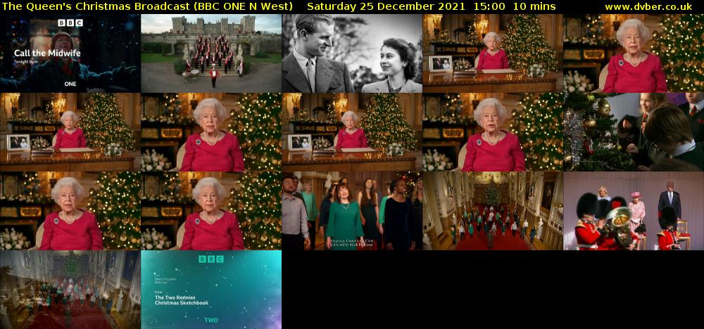 The Queen's Christmas Broadcast (BBC ONE N West) Saturday 25 December 2021 15:00 - 15:10