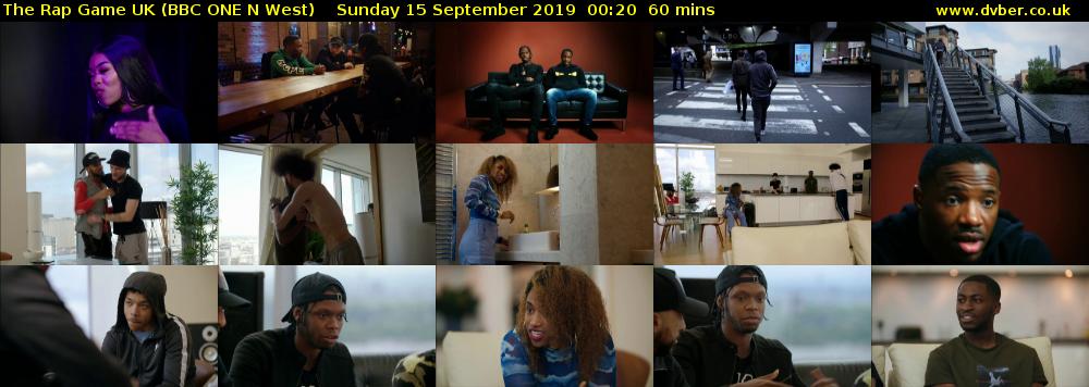 The Rap Game UK (BBC ONE N West) Sunday 15 September 2019 00:20 - 01:20