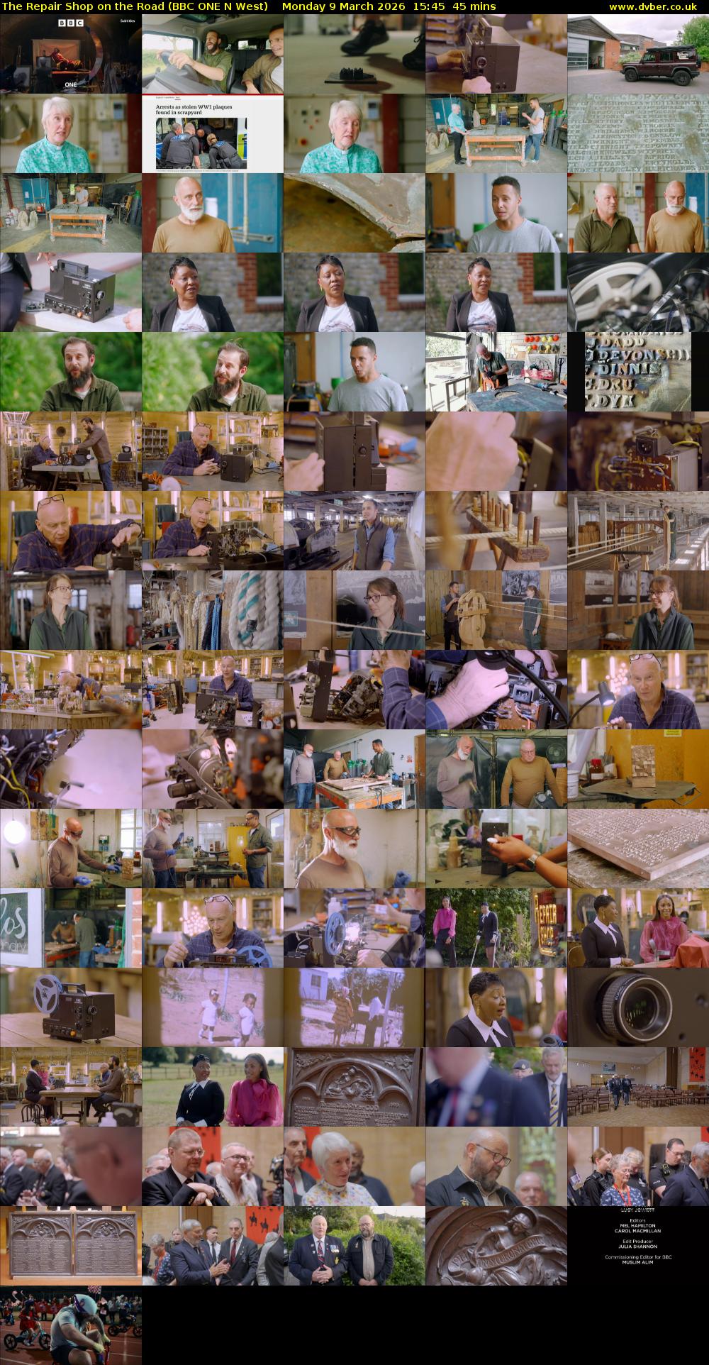 The Repair Shop on the Road (BBC ONE N West) Monday 9 March 2026 15:45 - 16:30