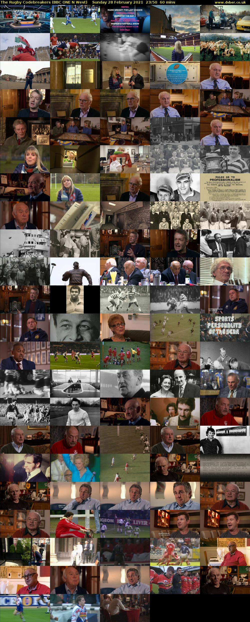 The Rugby Codebreakers (BBC ONE N West) Sunday 28 February 2021 23:50 - 00:50