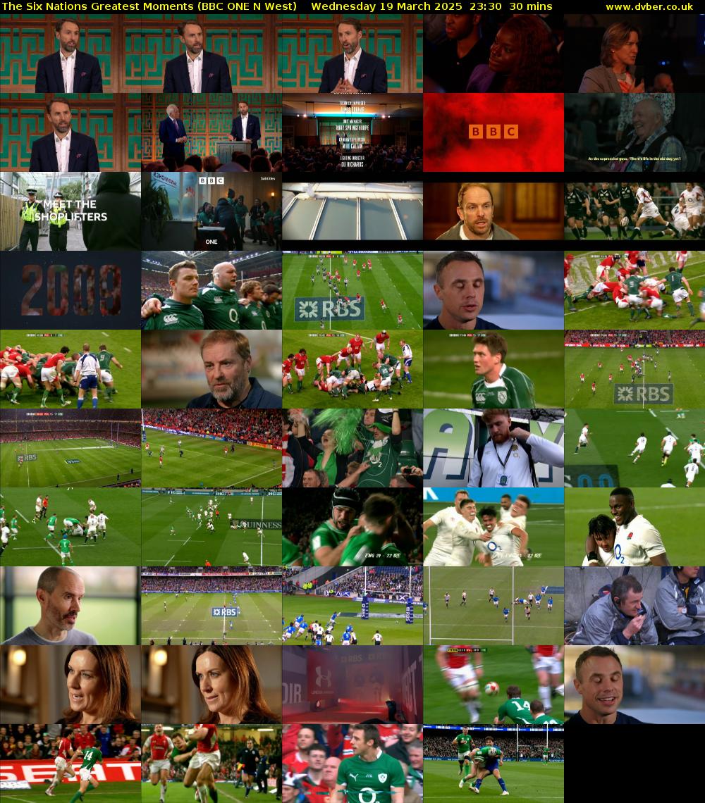 The Six Nations Greatest Moments (BBC ONE N West) Wednesday 19 March 2025 23:30 - 00:00