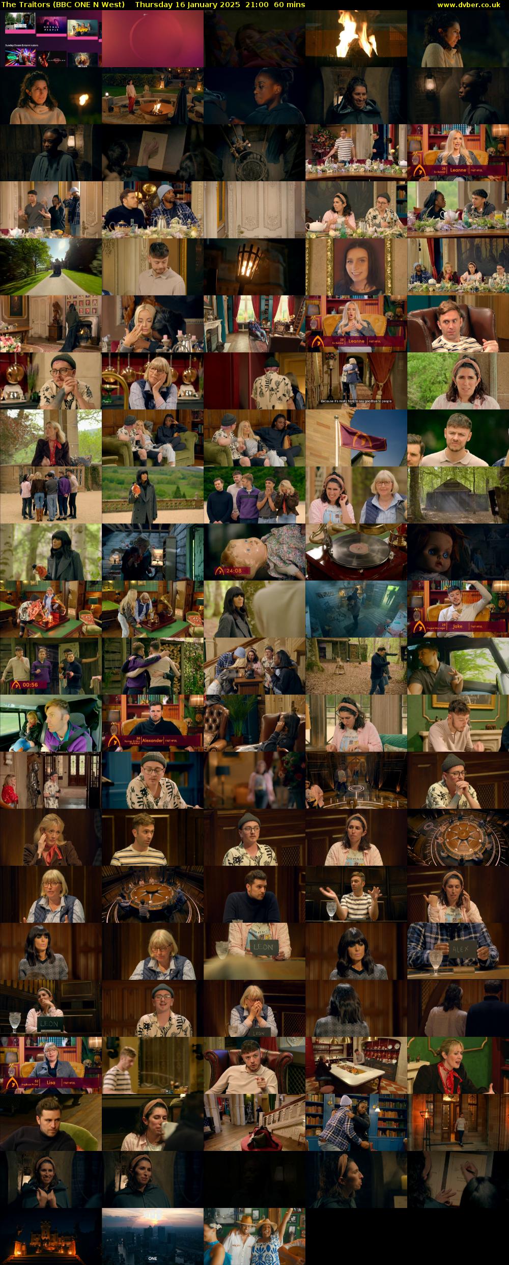 The Traitors (BBC ONE N West) Thursday 16 January 2025 21:00 - 22:00