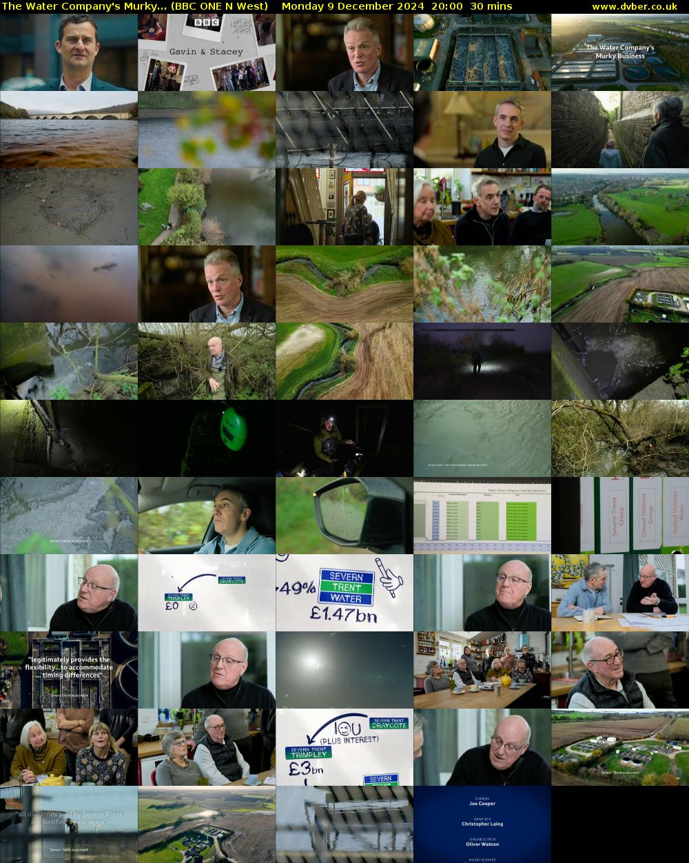 The Water Company's Murky... (BBC ONE N West) Monday 9 December 2024 20:00 - 20:30