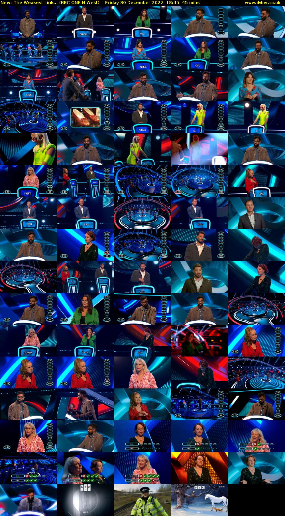 The Weakest Link... (BBC ONE N West) Friday 30 December 2022 18:45 - 19:30