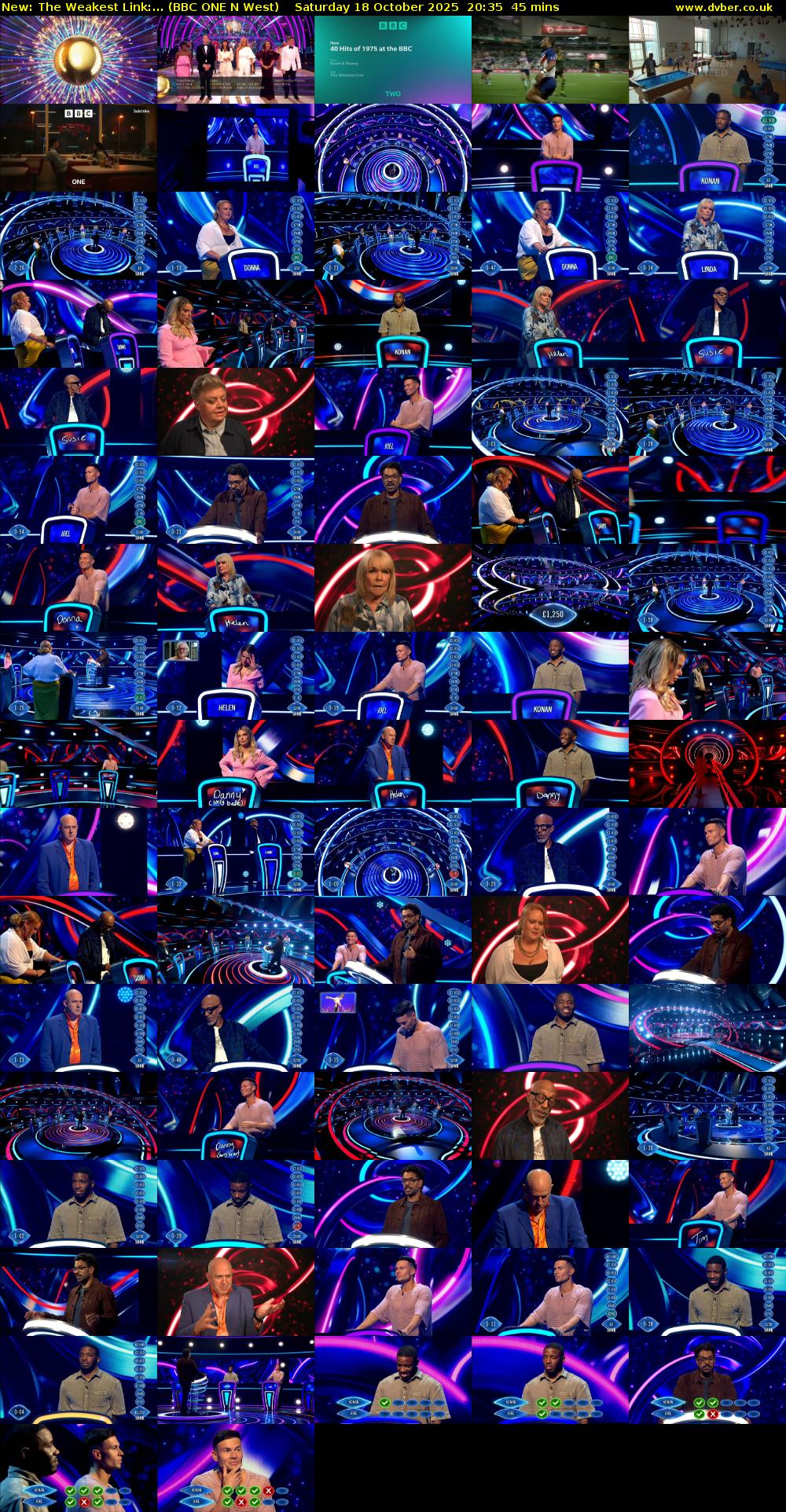 The Weakest Link:... (BBC ONE N West) Saturday 18 October 2025 20:35 - 21:20