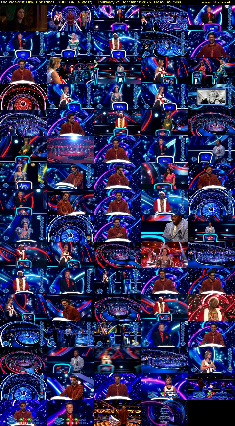 The Weakest Link: Christmas... (BBC ONE N West) Thursday 25 December 2025 16:45 - 17:30