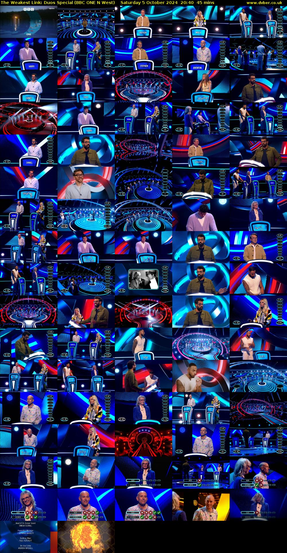 The Weakest Link: Duos Special (BBC ONE N West) Saturday 5 October 2024 20:40 - 21:25
