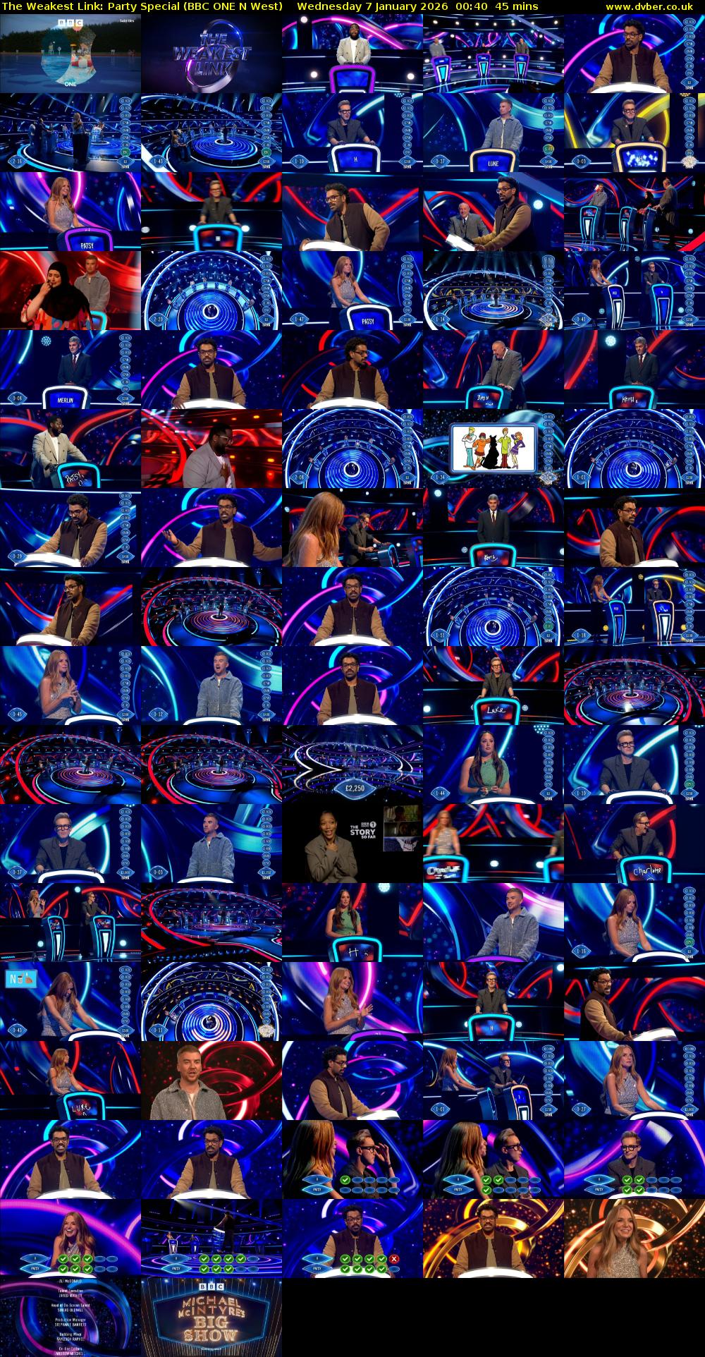 The Weakest Link: Party Special (BBC ONE N West) Wednesday 7 January 2026 00:40 - 01:25