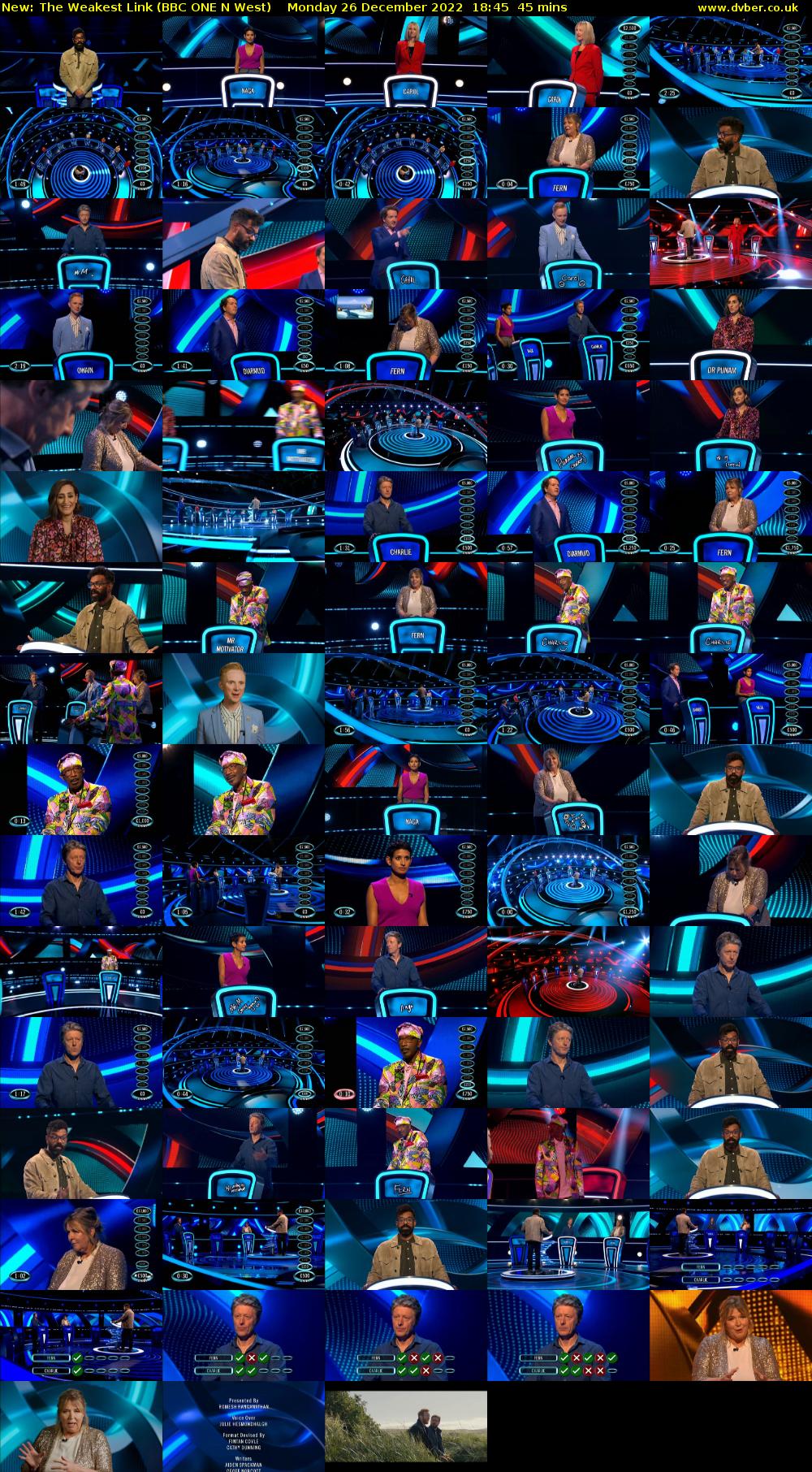The Weakest Link (BBC ONE N West) Monday 26 December 2022 18:45 - 19:30