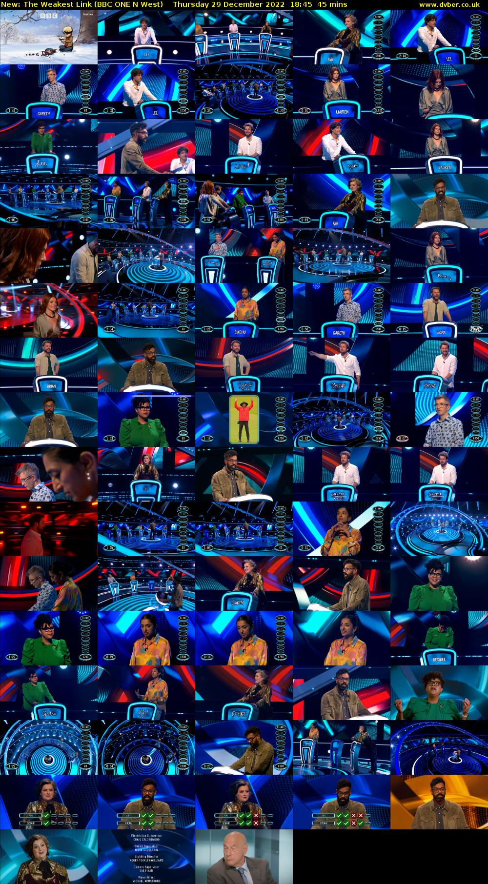 The Weakest Link (BBC ONE N West) Thursday 29 December 2022 18:45 - 19:30