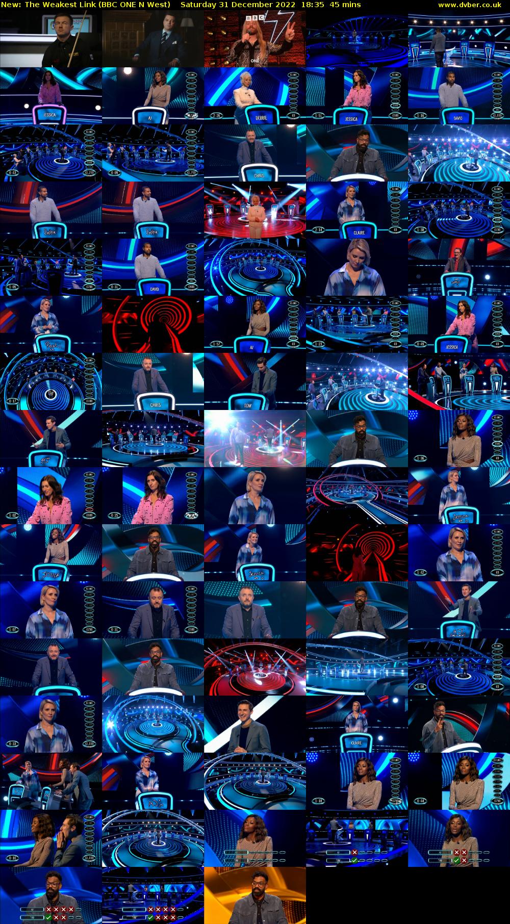 The Weakest Link (BBC ONE N West) Saturday 31 December 2022 18:35 - 19:20