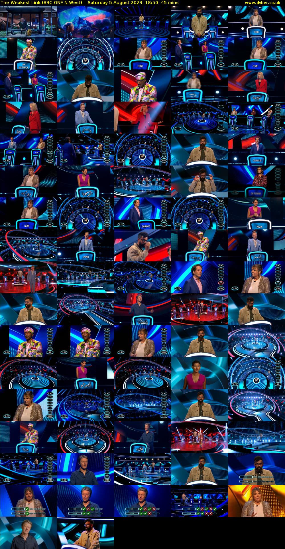 The Weakest Link (BBC ONE N West) Saturday 5 August 2023 18:50 - 19:35