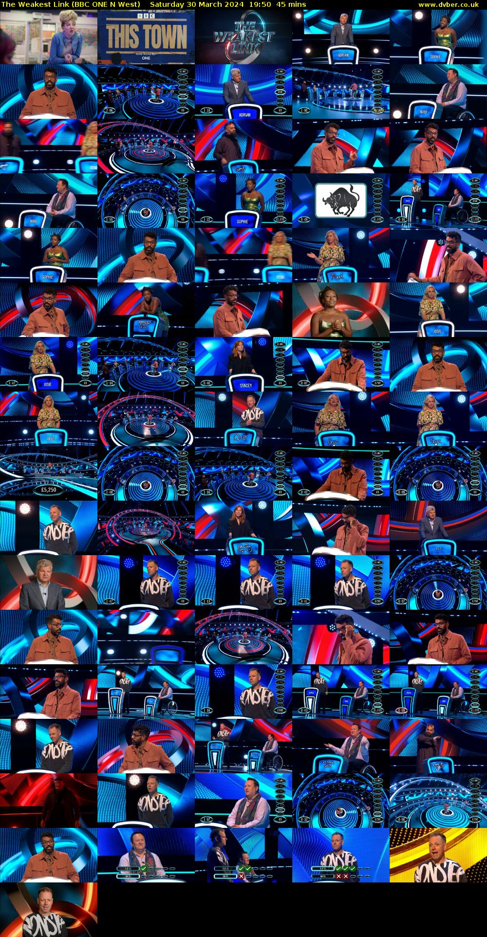 The Weakest Link (BBC ONE N West) Saturday 30 March 2024 19:50 - 20:35