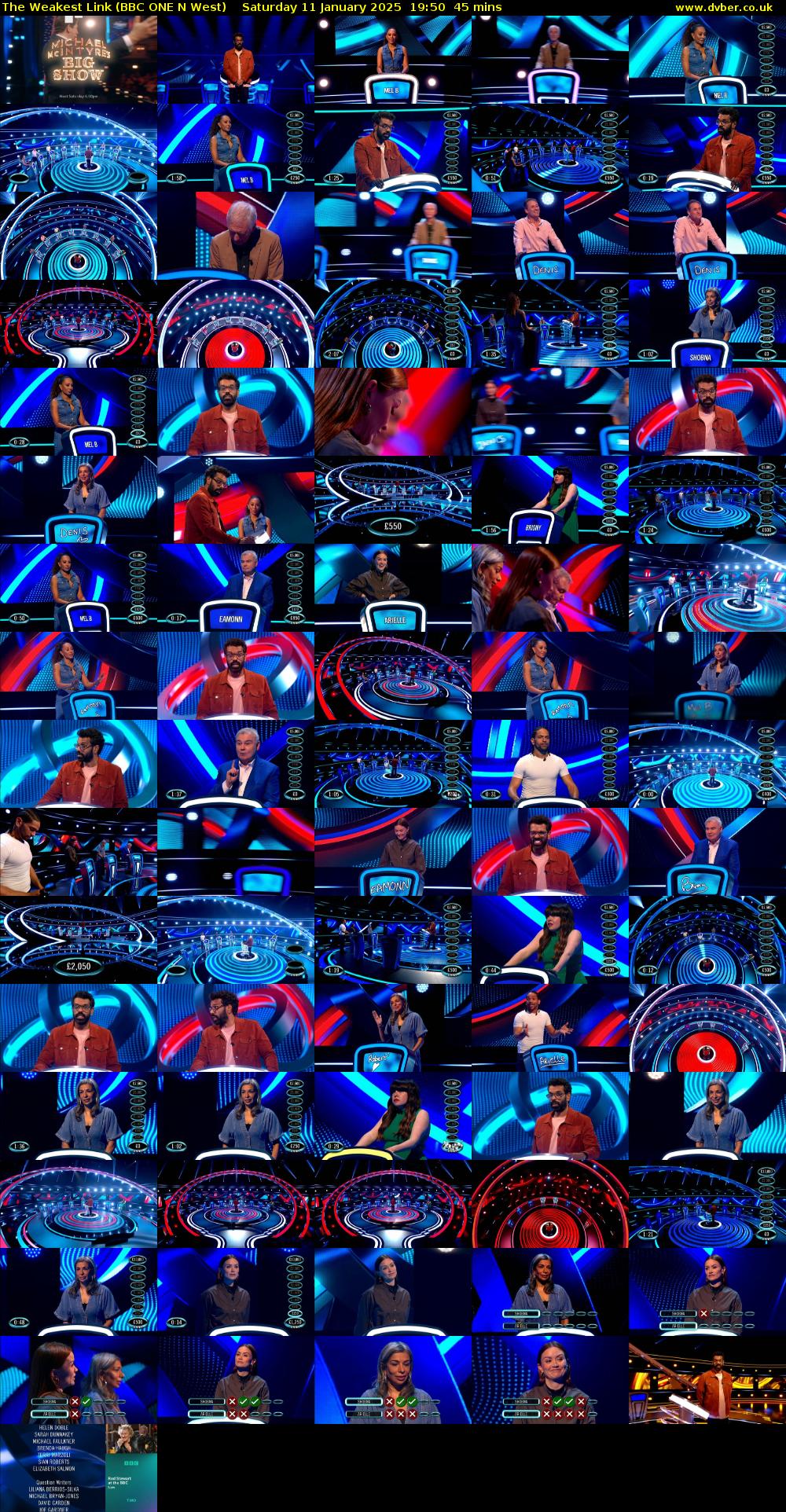 The Weakest Link (BBC ONE N West) Saturday 11 January 2025 19:50 - 20:35