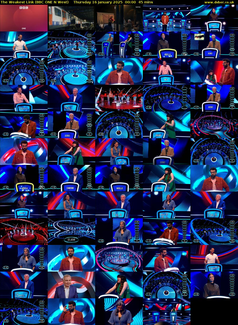 The Weakest Link (BBC ONE N West) Thursday 16 January 2025 00:00 - 00:45