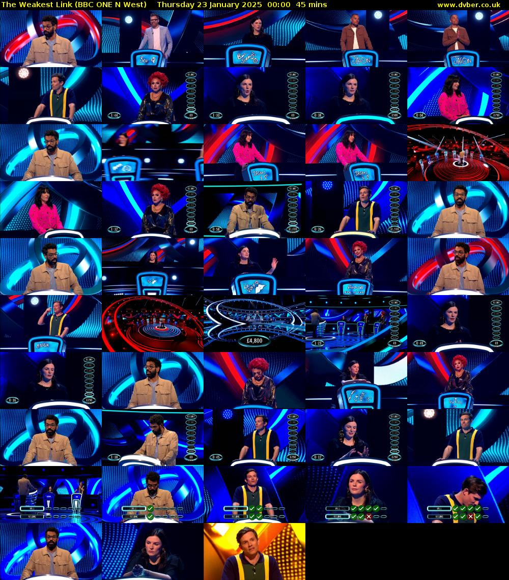 The Weakest Link (BBC ONE N West) Thursday 23 January 2025 00:00 - 00:45