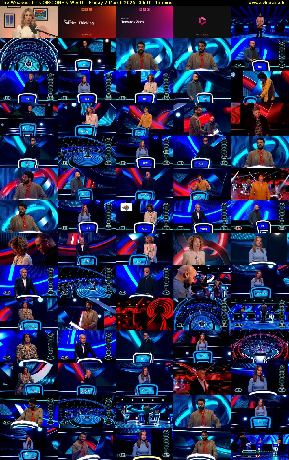 The Weakest Link (BBC ONE N West) Friday 7 March 2025 00:10 - 00:55