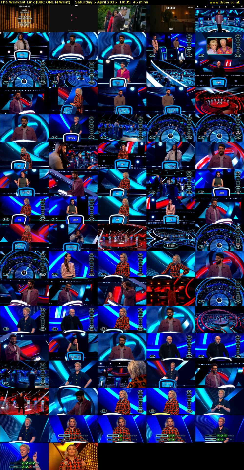 The Weakest Link (BBC ONE N West) Saturday 5 April 2025 19:35 - 20:20
