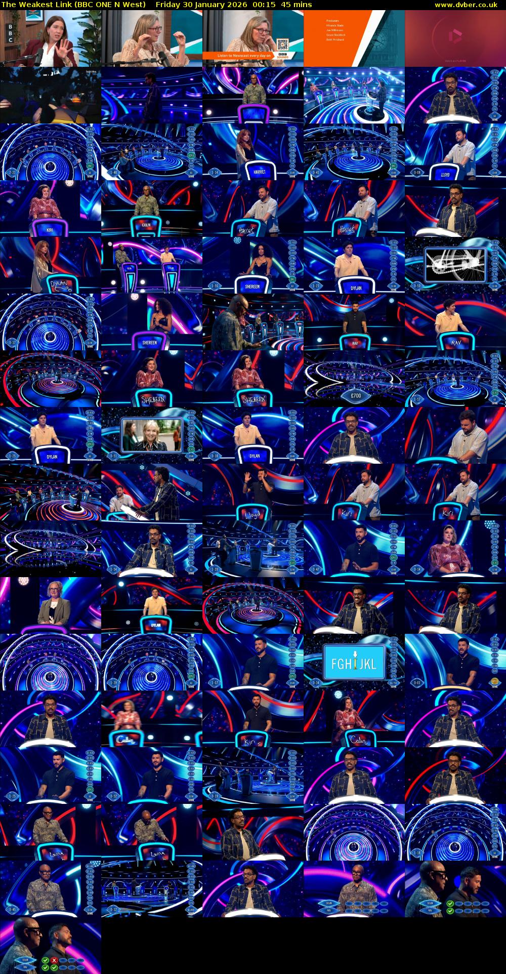 The Weakest Link (BBC ONE N West) Friday 30 January 2026 00:15 - 01:00