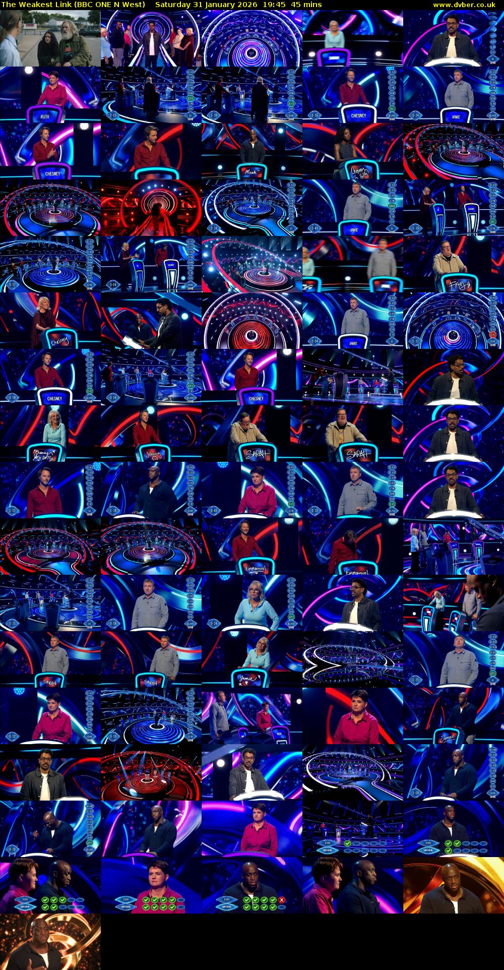 The Weakest Link (BBC ONE N West) Saturday 31 January 2026 19:45 - 20:30