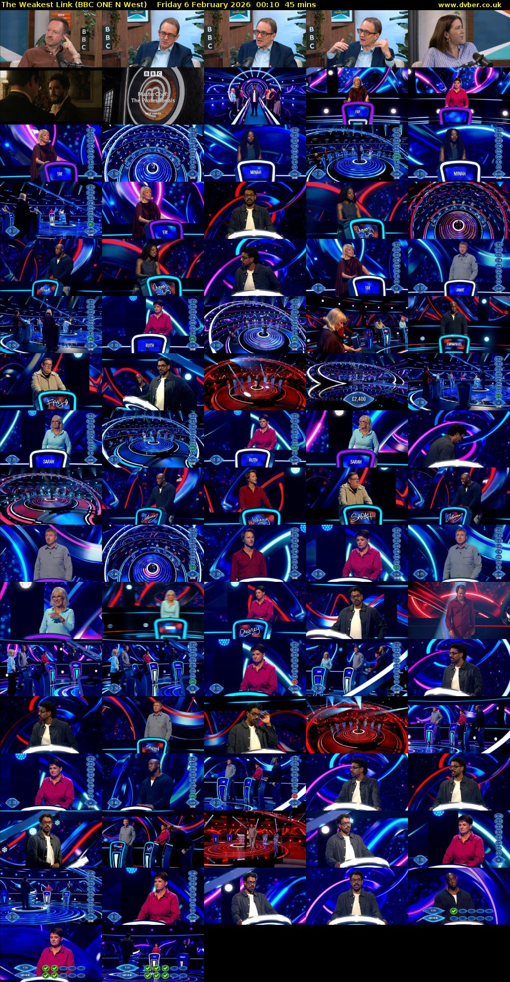 The Weakest Link (BBC ONE N West) Friday 6 February 2026 00:10 - 00:55