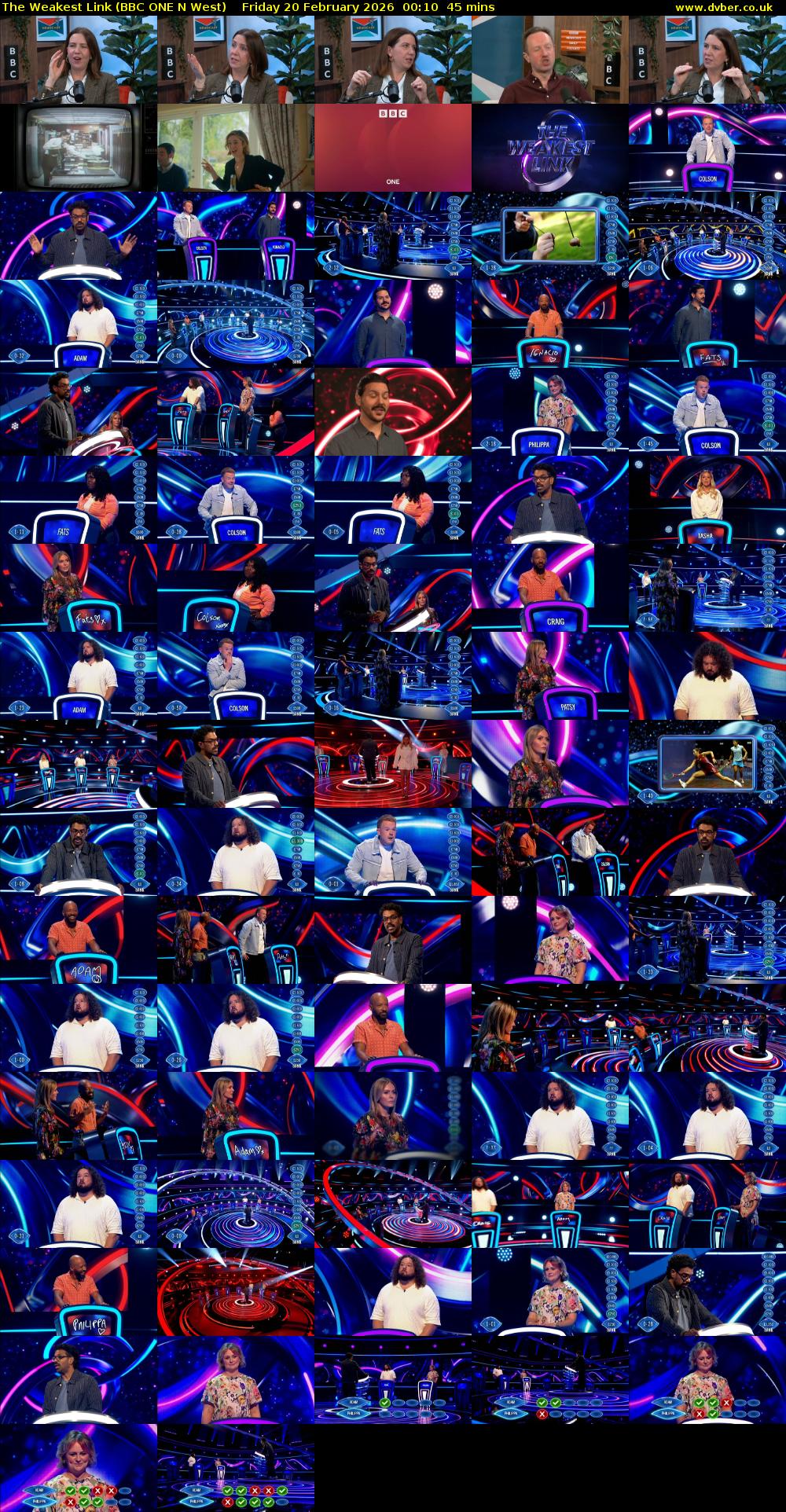 The Weakest Link (BBC ONE N West) Friday 20 February 2026 00:10 - 00:55