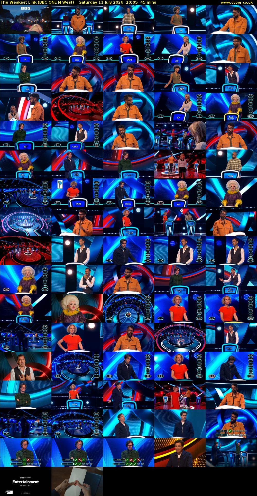 The Weakest Link (BBC ONE N West) Saturday 11 July 2026 20:05 - 20:50