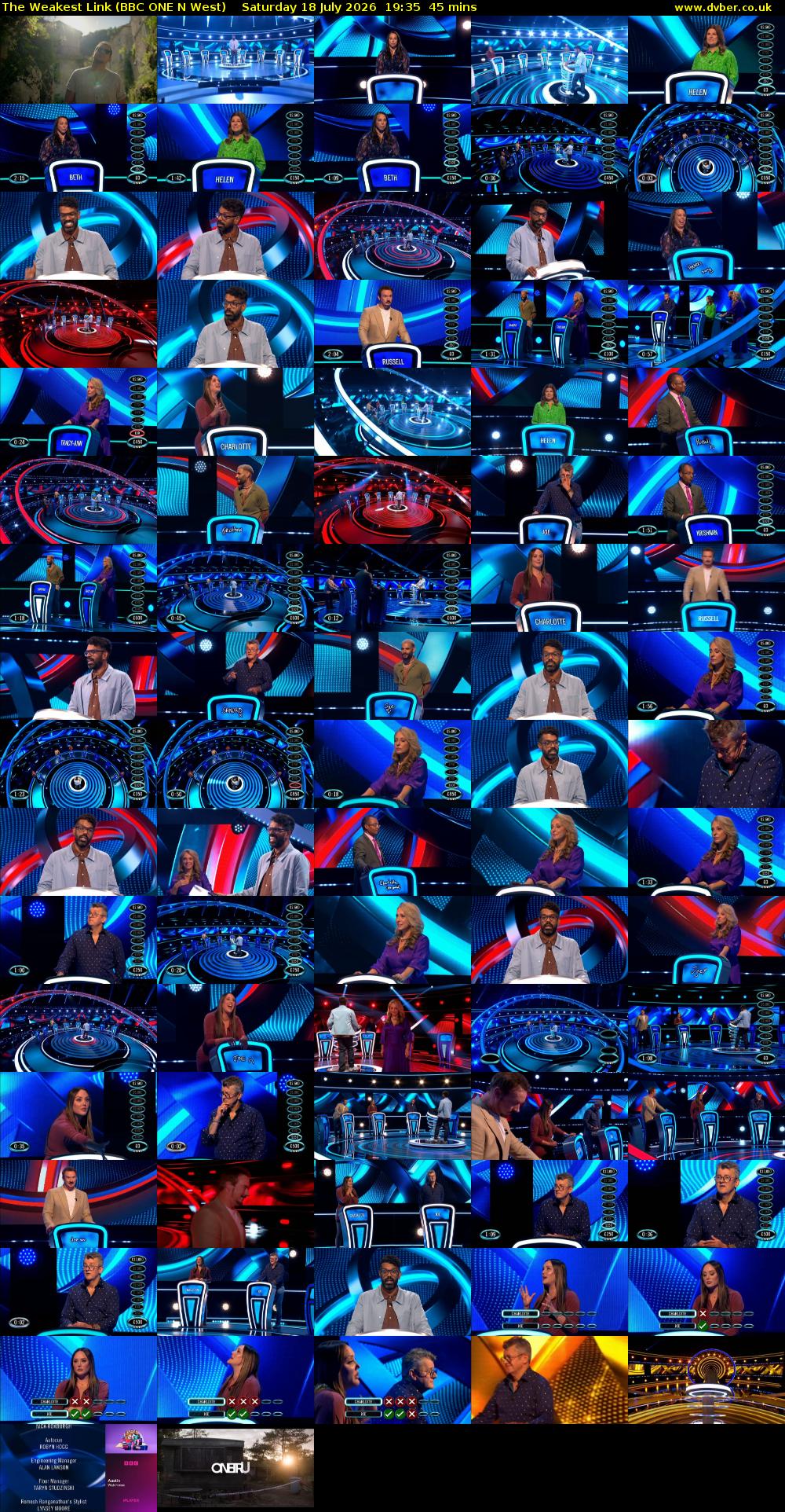 The Weakest Link (BBC ONE N West) Saturday 18 July 2026 19:35 - 20:20