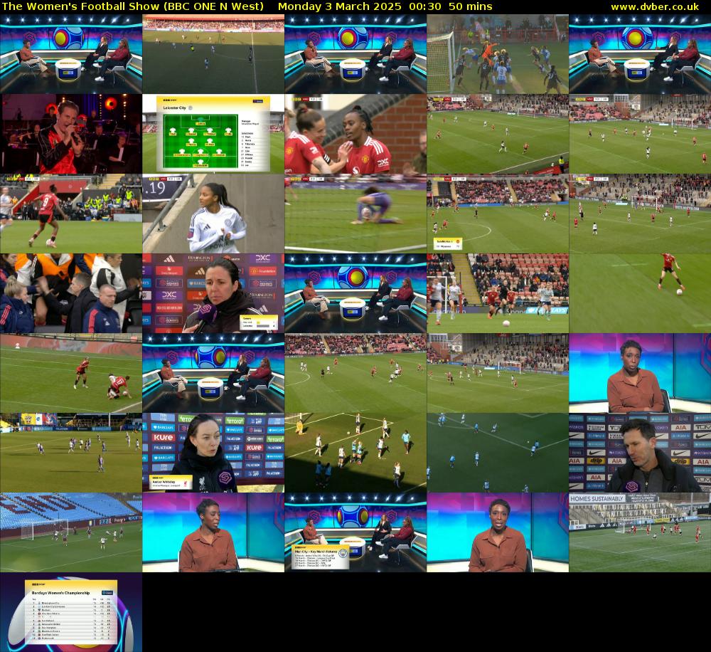 The Women's Football Show (BBC ONE N West) Monday 3 March 2025 00:30 - 01:20