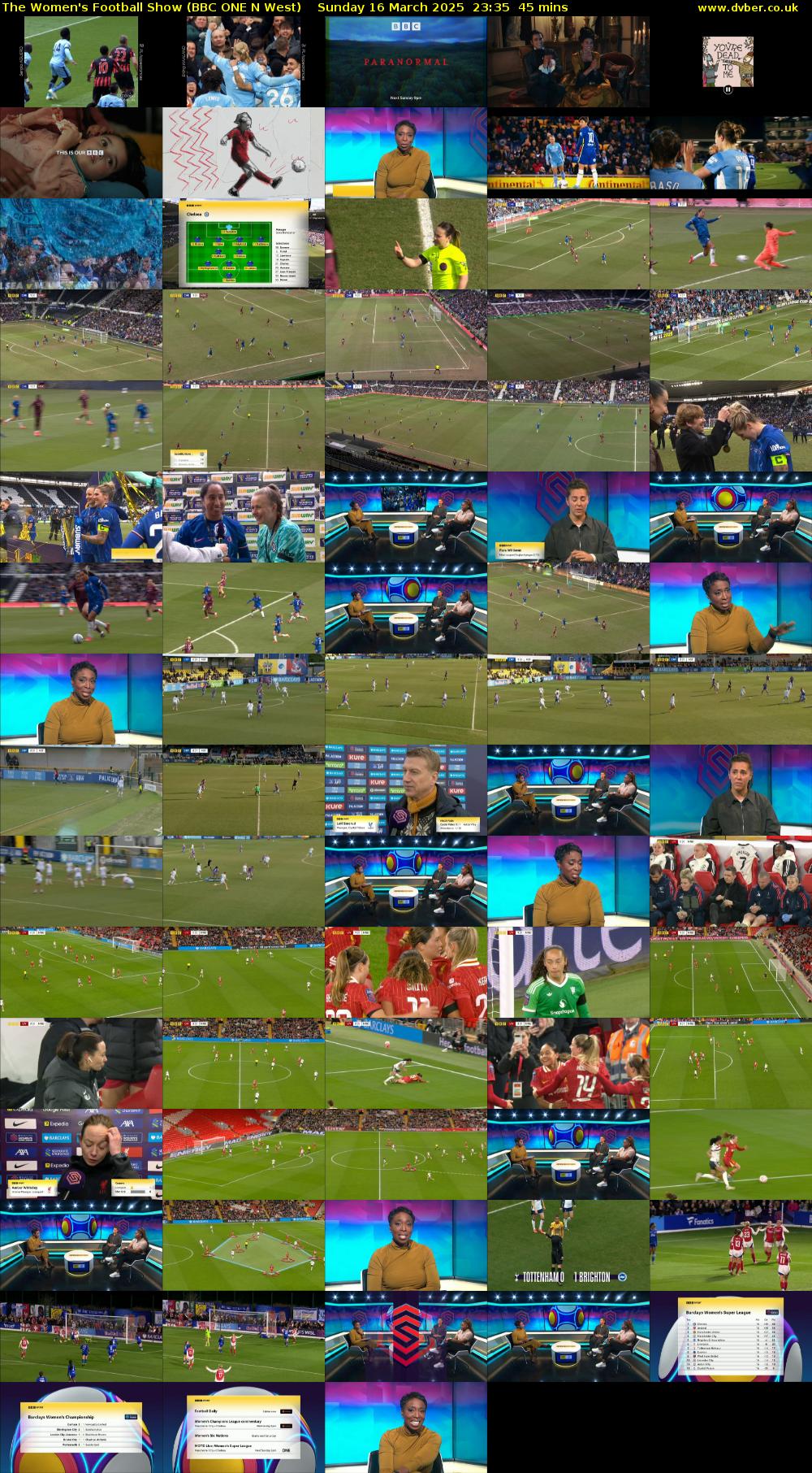 The Women's Football Show (BBC ONE N West) Sunday 16 March 2025 23:35 - 00:20
