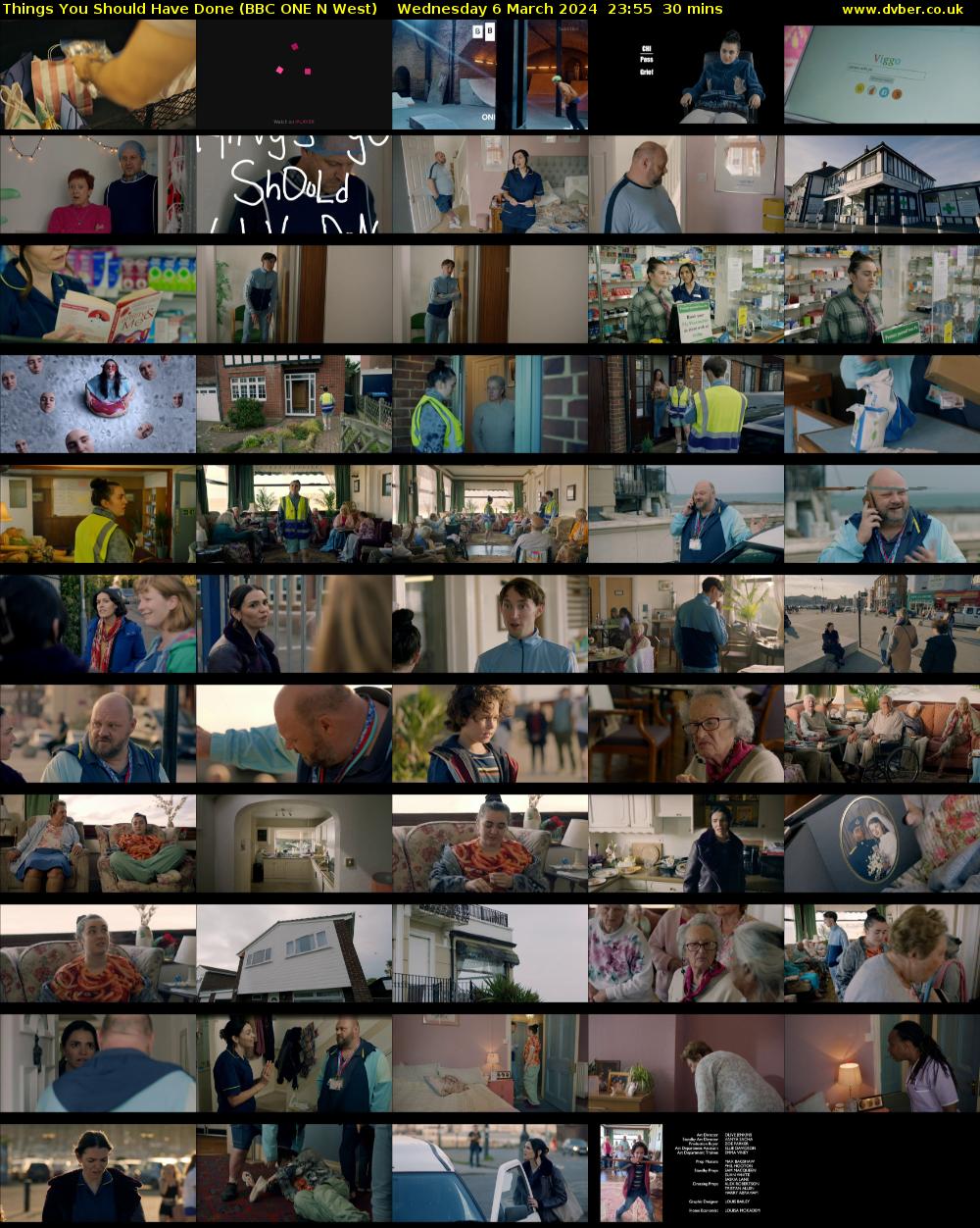 Things You Should Have Done (BBC ONE N West) Wednesday 6 March 2024 23:55 - 00:25