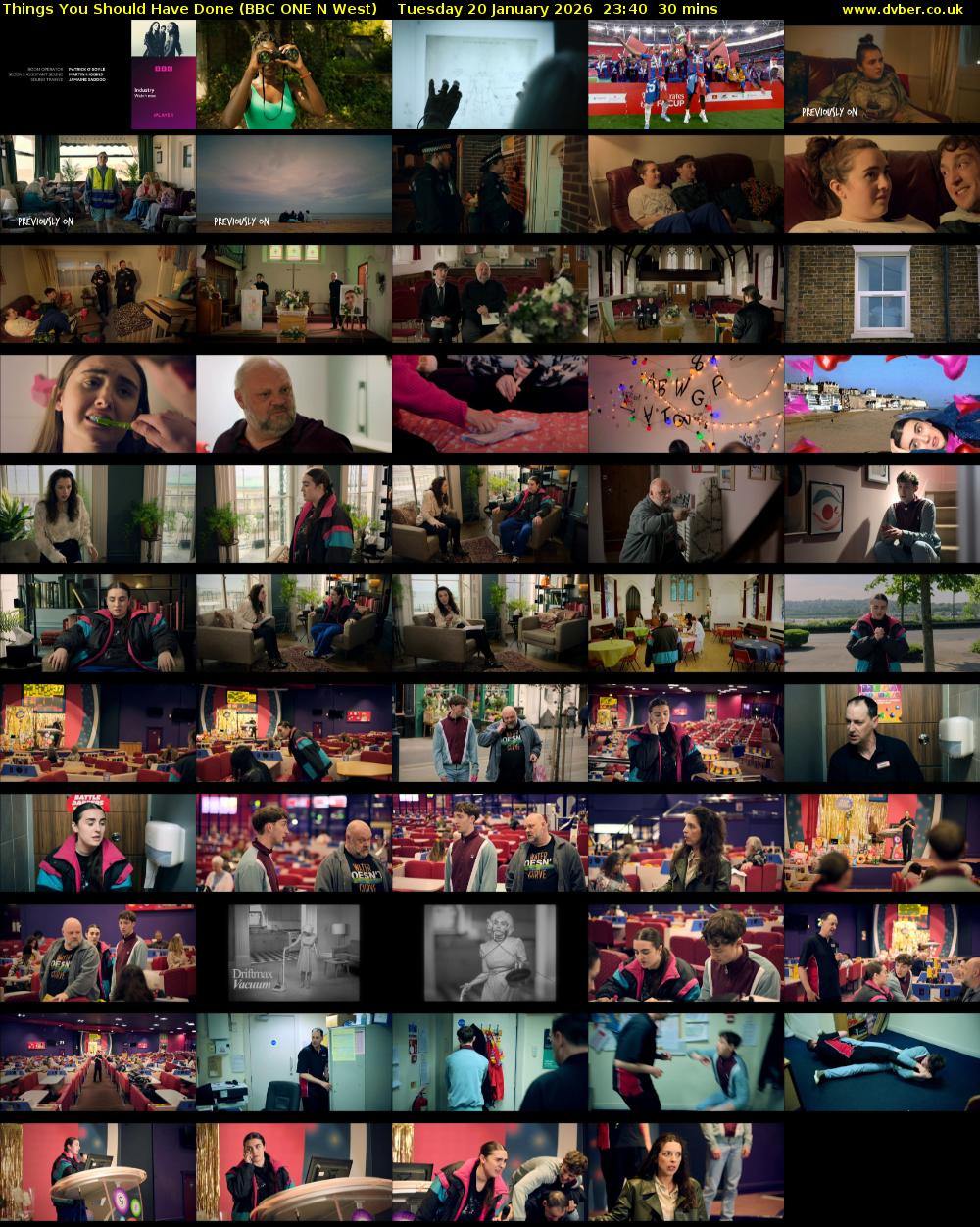 Things You Should Have Done (BBC ONE N West) Tuesday 20 January 2026 23:40 - 00:10