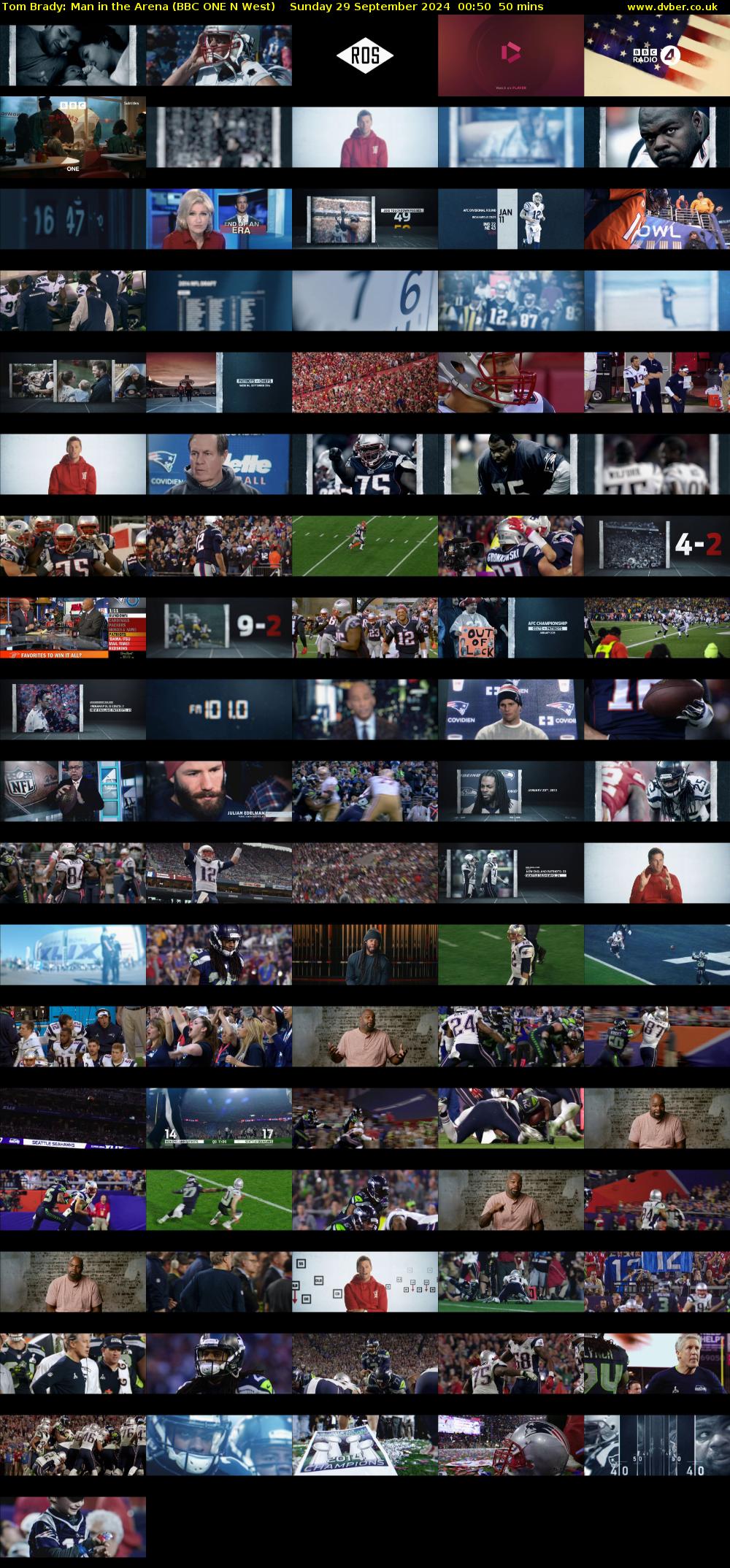 Tom Brady: Man in the Arena (BBC ONE N West) Sunday 29 September 2024 00:50 - 01:40