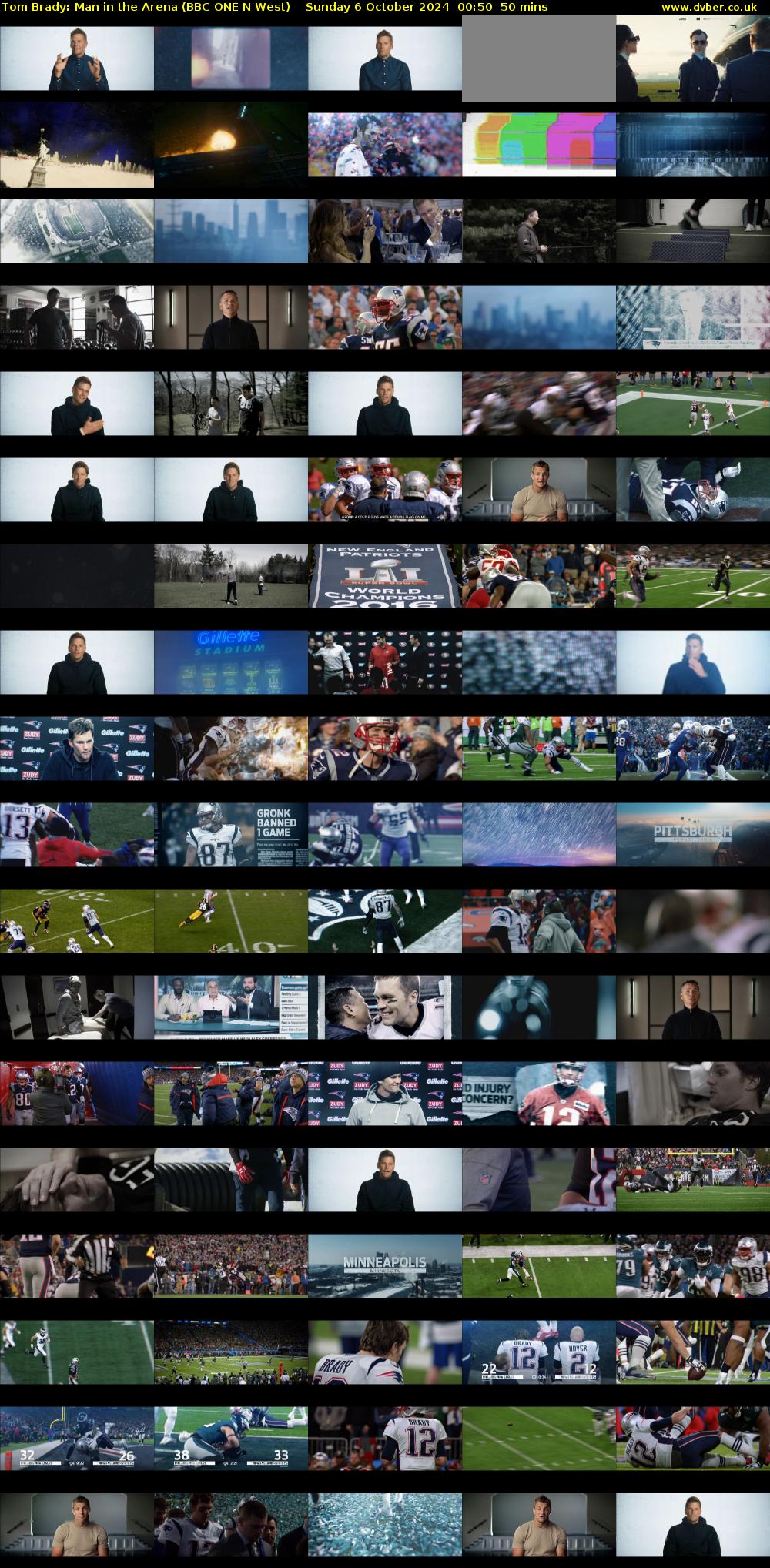 Tom Brady: Man in the Arena (BBC ONE N West) Sunday 6 October 2024 00:50 - 01:40