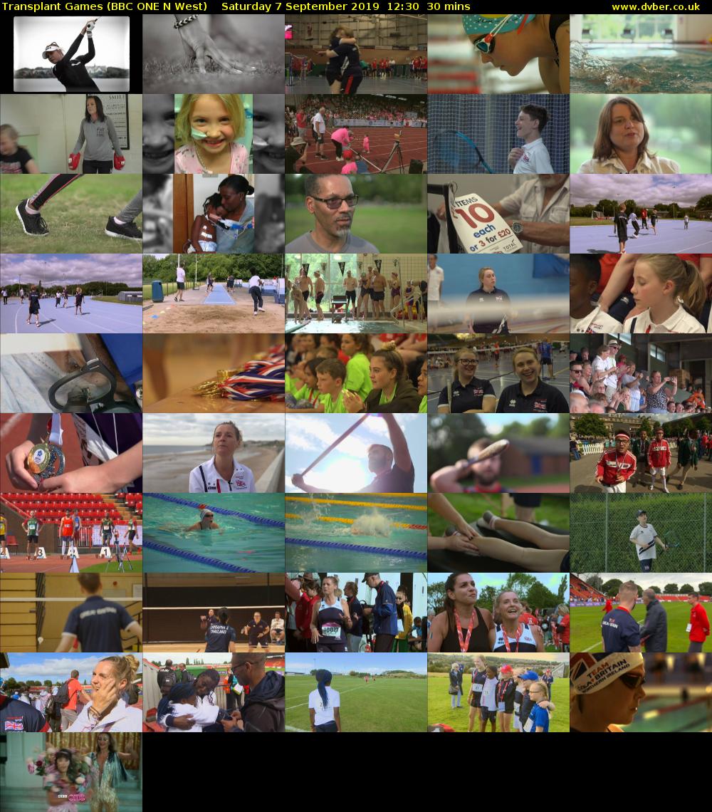 Transplant Games (BBC ONE N West) Saturday 7 September 2019 12:30 - 13:00