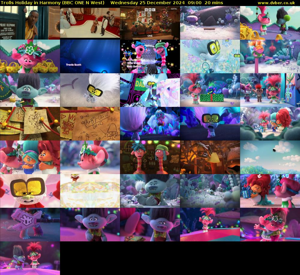 Trolls Holiday in Harmony (BBC ONE N West) Wednesday 25 December 2024 09:00 - 09:20