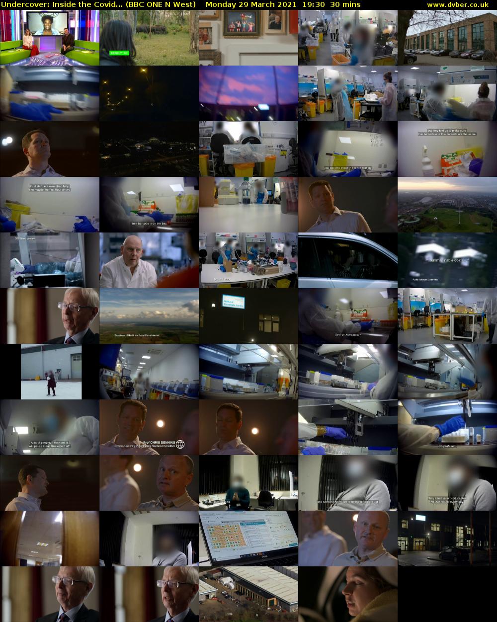 Undercover: Inside the Covid... (BBC ONE N West) Monday 29 March 2021 19:30 - 20:00