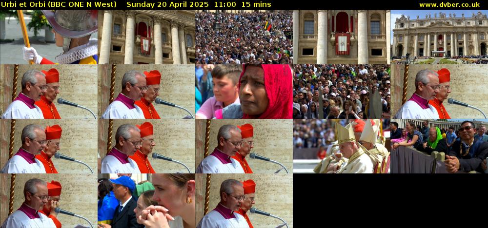 Urbi et Orbi (BBC ONE N West) Sunday 20 April 2025 11:00 - 11:15
