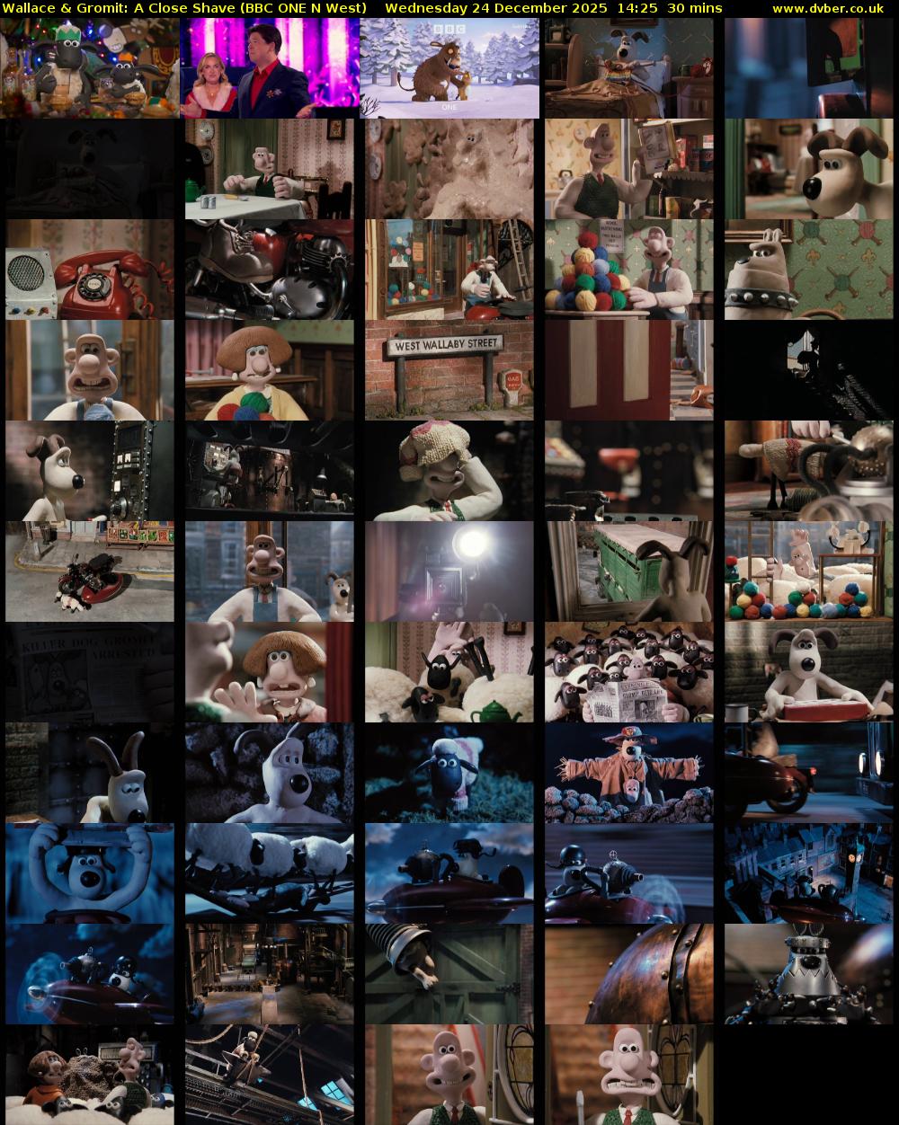 Wallace & Gromit: A Close Shave (BBC ONE N West) Wednesday 24 December 2025 14:25 - 14:55