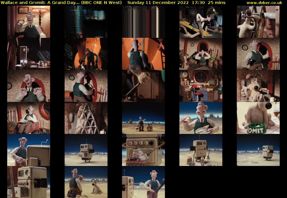 Wallace and Gromit: A Grand Day... (BBC ONE N West) Sunday 11 December 2022 17:30 - 17:55