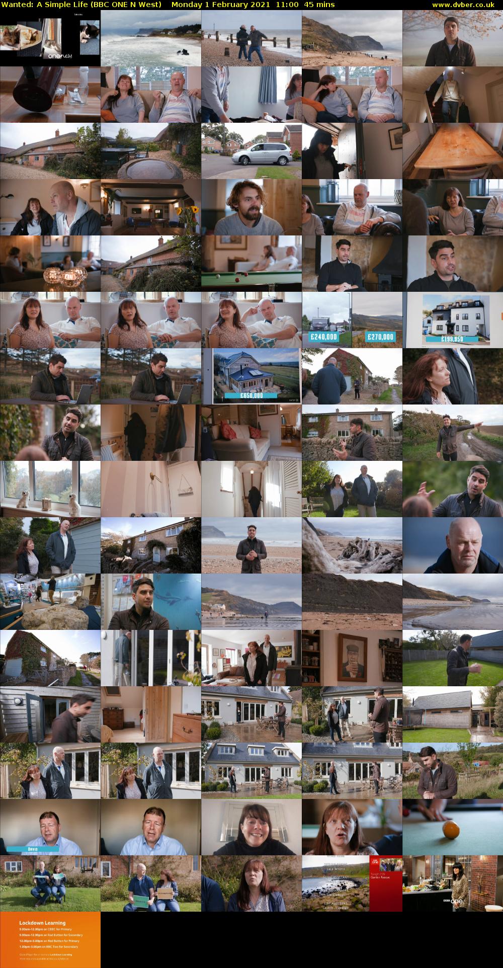 Wanted: A Simple Life (BBC ONE N West) Monday 1 February 2021 11:00 - 11:45