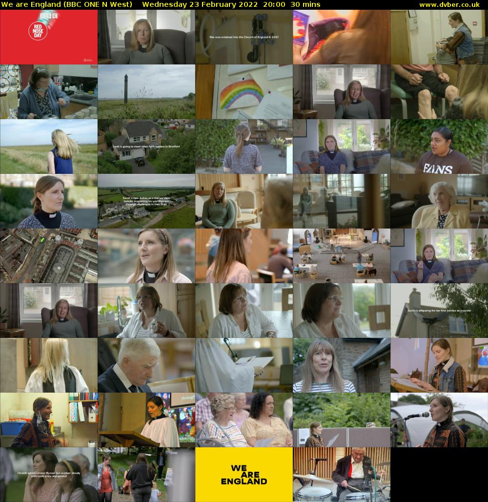 We Are England (BBC ONE N West) Wednesday 23 February 2022 20:00 - 20:30