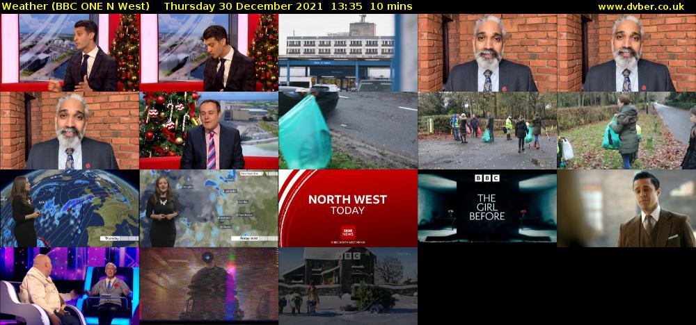 Weather (BBC ONE N West) Thursday 30 December 2021 13:35 - 13:45