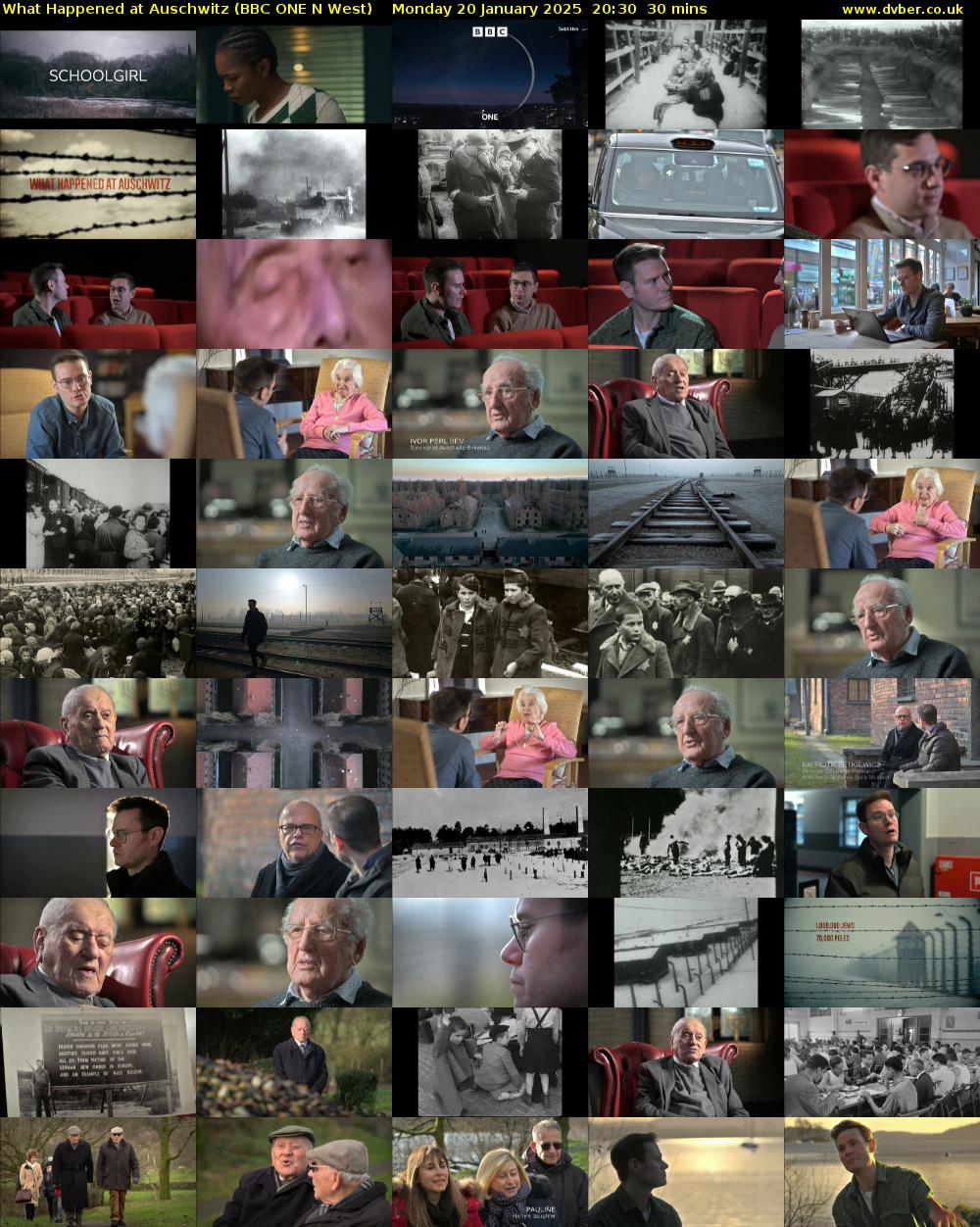 What Happened at Auschwitz (BBC ONE N West) Monday 20 January 2025 20:30 - 21:00