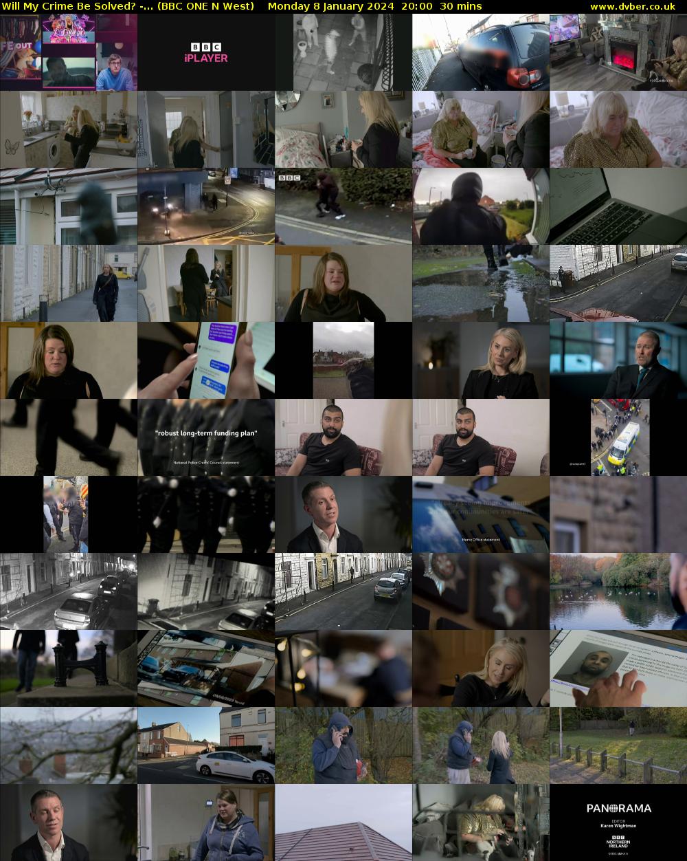 Will My Crime Be Solved? -... (BBC ONE N West) Monday 8 January 2024 20:00 - 20:30