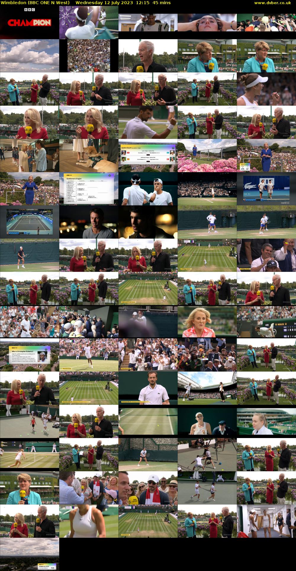Wimbledon (BBC ONE N West) Wednesday 12 July 2023 12:15 - 13:00