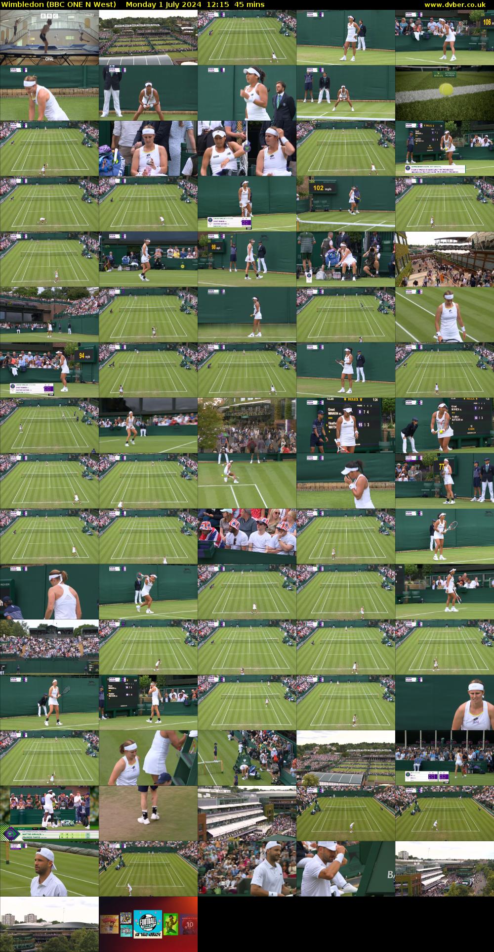 Wimbledon (BBC ONE N West) Monday 1 July 2024 12:15 - 13:00