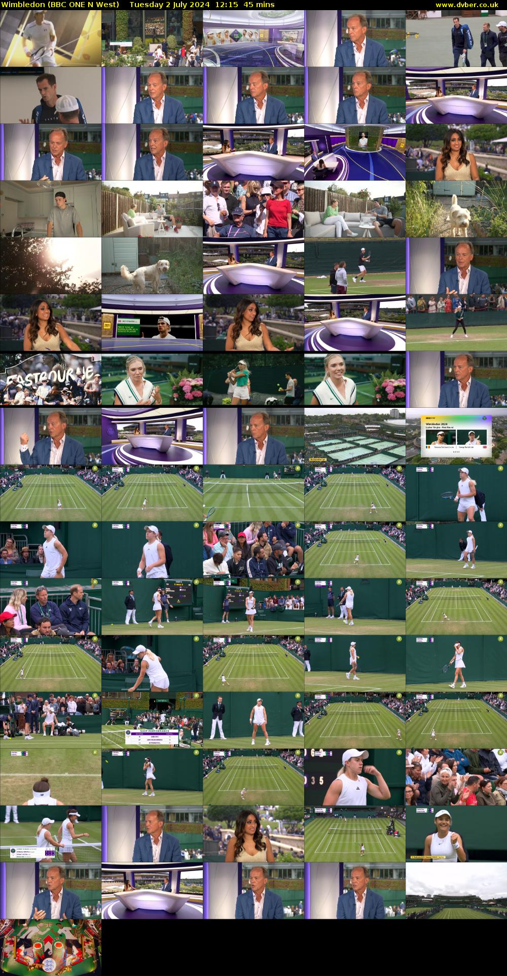 Wimbledon (BBC ONE N West) Tuesday 2 July 2024 12:15 - 13:00